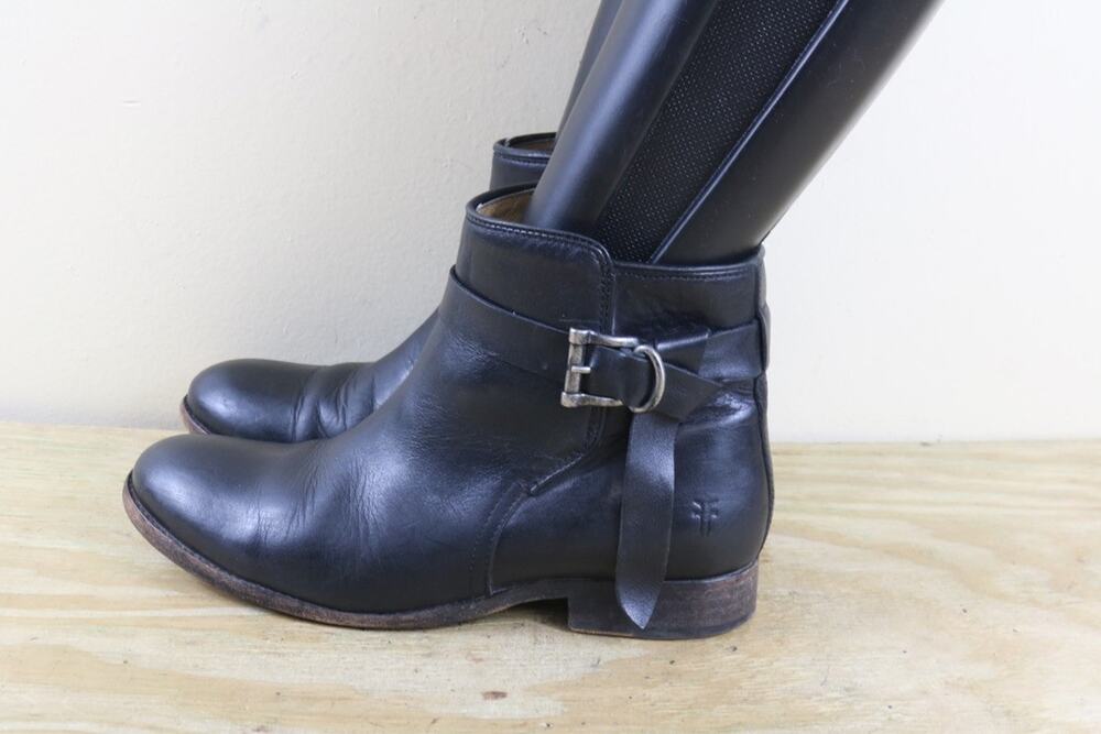 Frye Boots 9B Black Leather Melissa Knotted Short Ankle Bootie Shoes Boho
